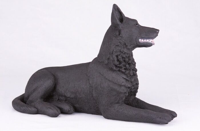 Black German Shepherd pet dog cremation urn figurine