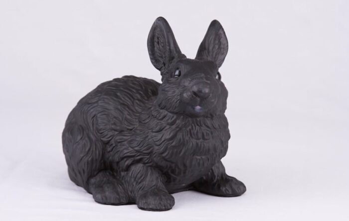 Black bunny rabbit cremation urn figurine