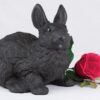 Black bunny rabbit cremation urn figurine