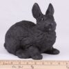 Black bunny rabbit cremation urn figurine, with ruler