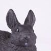 Black bunny rabbit cremation urn figurine, face