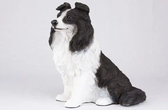 Border Collie pet dog cremation urn figurine