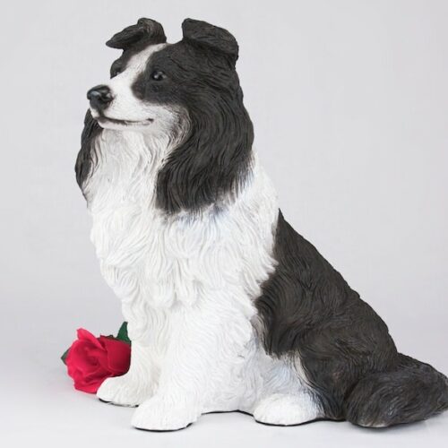 Border Collie pet dog cremation urn figurine