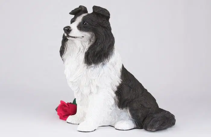 Border Collie pet dog cremation urn figurine