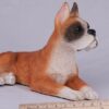 Boxer pet dog cremation urn figurine, with ruler