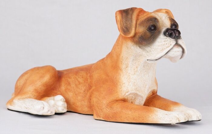 Boxer pet dog cremation urn figurine