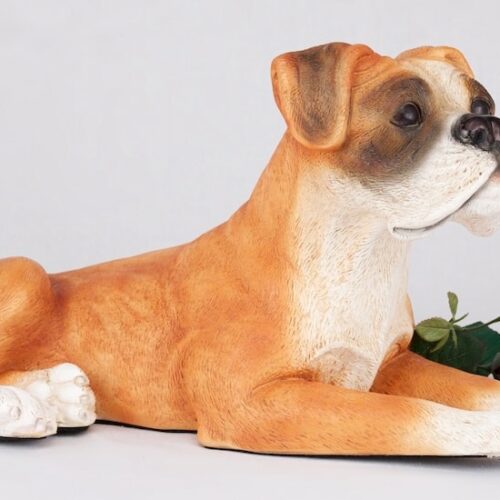 Boxer pet dog cremation urn figurine