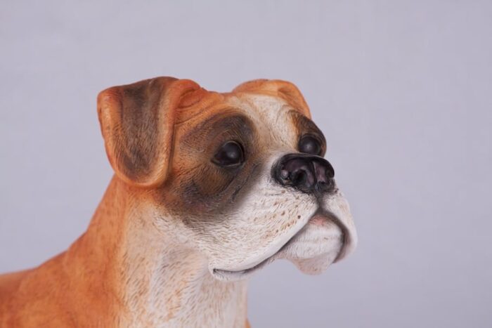 Boxer pet dog cremation urn figurine, face