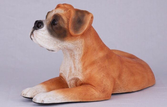 Boxer pet dog cremation urn figurine