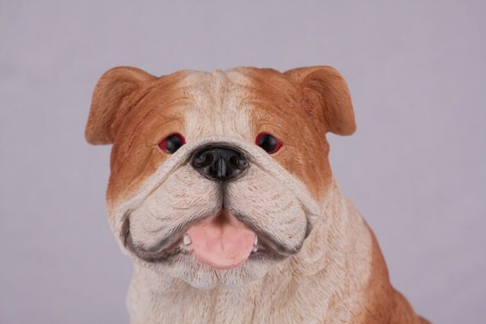 Bulldog pet dog cremation urn figurine, face