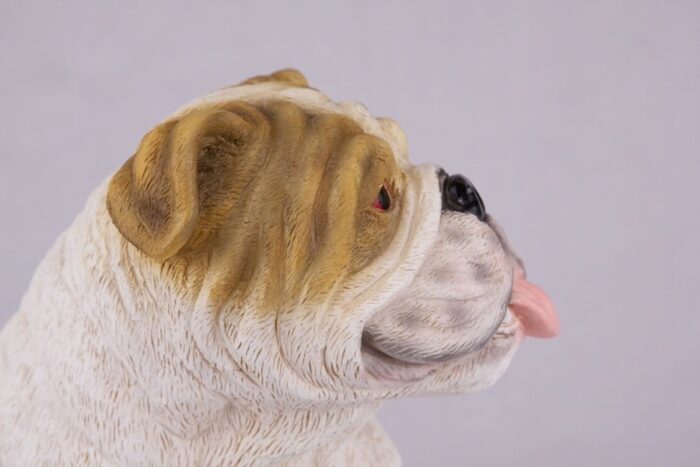 Bulldog pet dog cremation urn figurine, face