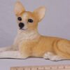 Chihuahua pet dog cremation urn figurine, with ruler