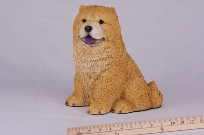 Chow pet dog cremation urn figurine, with ruler