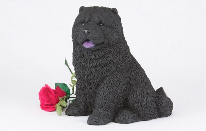 Black Chow pet dog cremation urn figurine