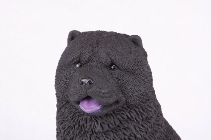 Black Chow pet dog cremation urn figurine, face