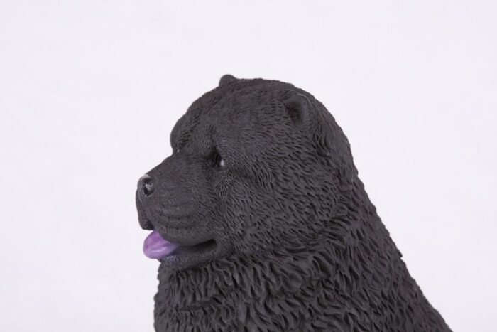 Black Chow pet dog cremation urn figurine, face