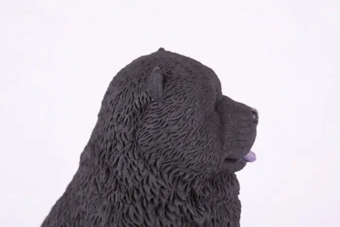 Black Chow pet dog cremation urn figurine, face