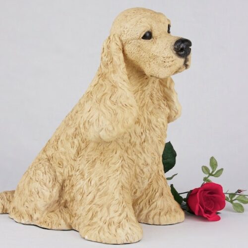 Buff Cocker Spaniel pet dog cremation urn figurine