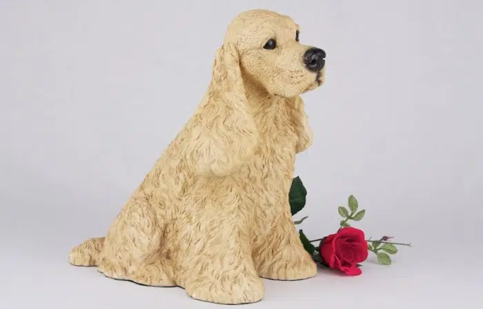 Buff Cocker Spaniel pet dog cremation urn figurine