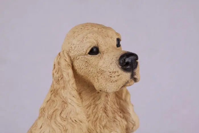 Buff Cocker Spaniel pet dog cremation urn figurine, face