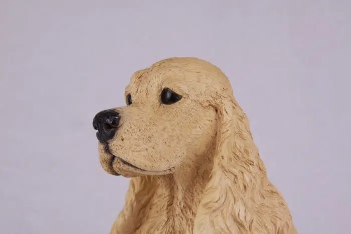 Buff Cocker Spaniel pet dog cremation urn figurine, face