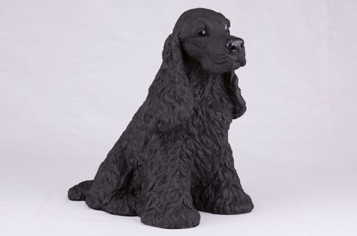 Black Cocker Spaniel pet dog cremation urn figurine