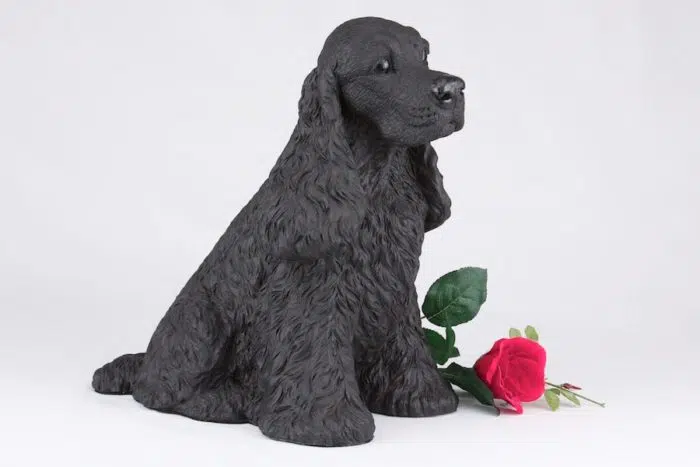 Black Cocker Spaniel pet dog cremation urn figurine