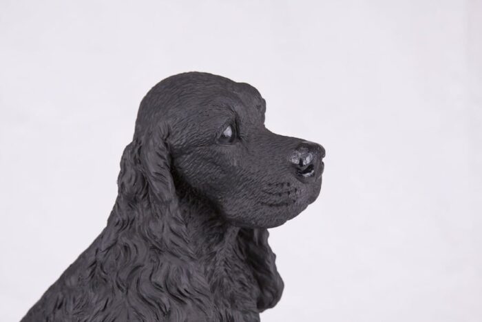 Black Cocker Spaniel pet dog cremation urn figurine, face