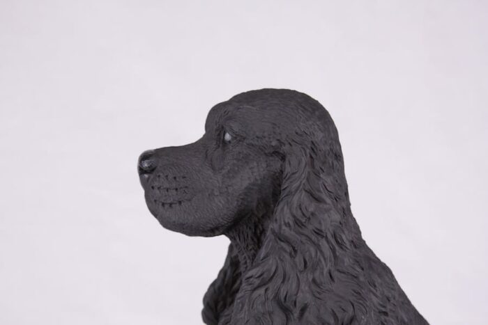 Black Cocker Spaniel pet dog cremation urn figurine, face