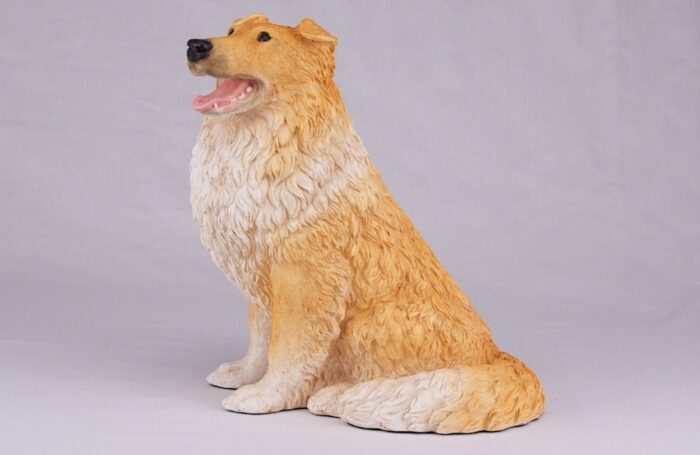 Collie pet dog cremation urn figurine