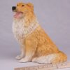 Collie pet dog cremation urn figurine, with ruler