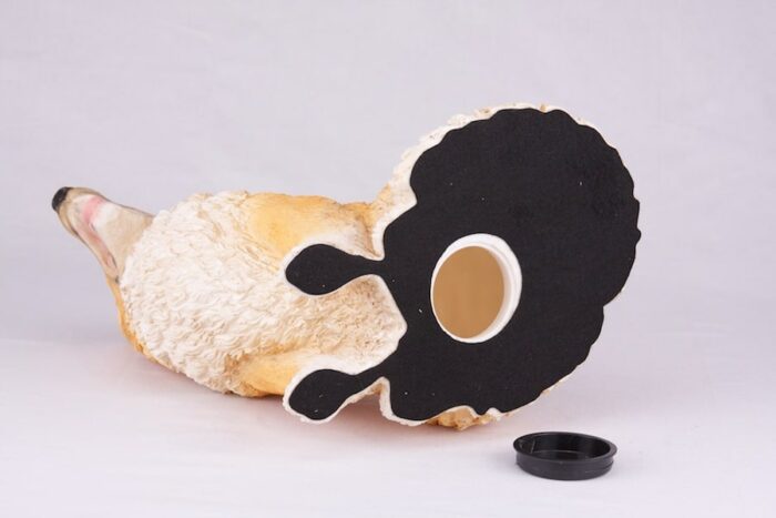 Collie pet dog cremation urn figurine, bottom