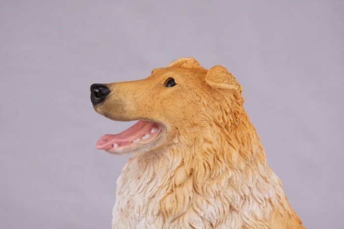 Collie pet dog cremation urn figurine, face