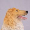 Collie pet dog cremation urn figurine, face