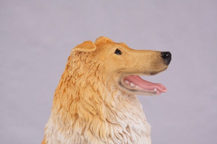 Collie pet dog cremation urn figurine, face