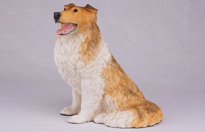 Collie pet dog cremation urn figurine