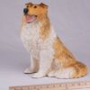Collie pet dog cremation urn figurine, with ruler