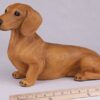 Dachshund pet dog cremation urn figurine, with ruler