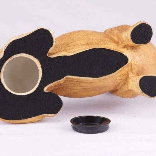 Dachshund pet dog cremation urn figurine, bottom