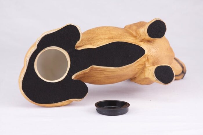 Dachshund pet dog cremation urn figurine, bottom