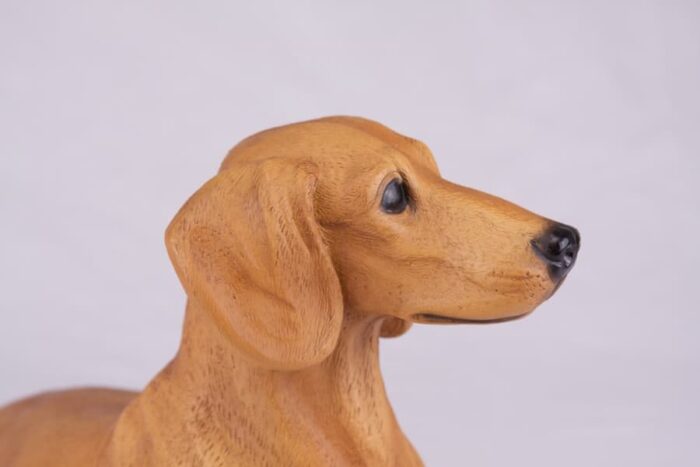 Dachshund pet dog cremation urn figurine, face