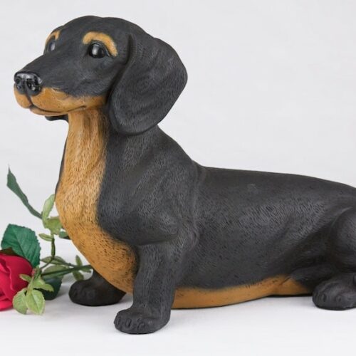 Dachshund pet dog cremation urn figurine