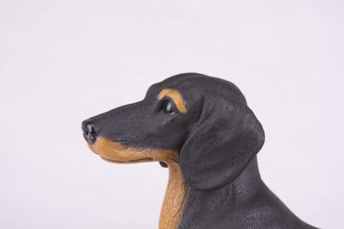 Dachshund pet dog cremation urn figurine, face