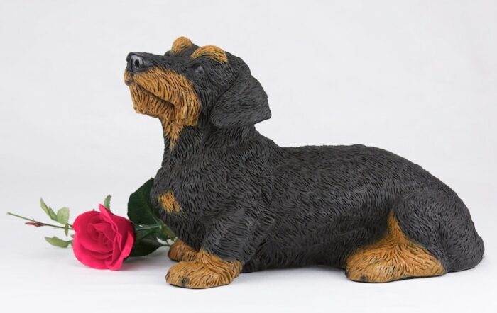 Dachshund pet dog cremation urn figurine