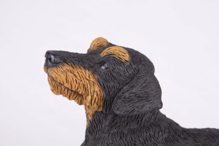 Dachshund pet dog cremation urn figurine, face