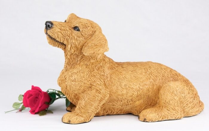 Dachshund pet dog cremation urn figurine