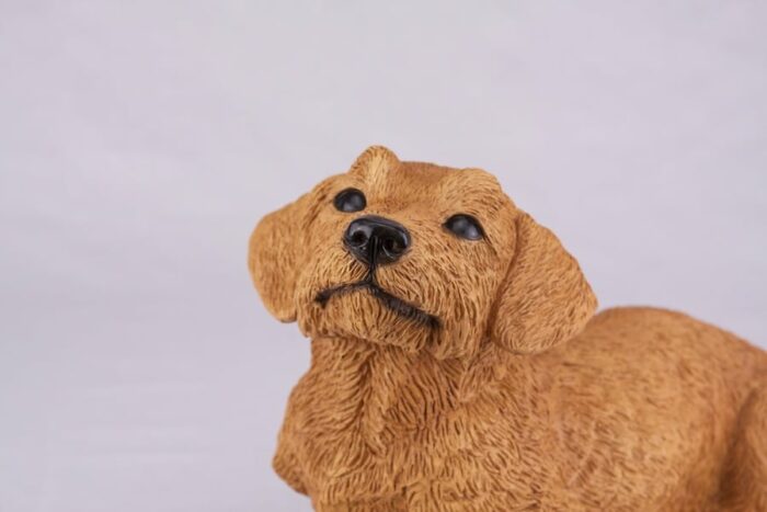 Dachshund pet dog cremation urn figurine, face