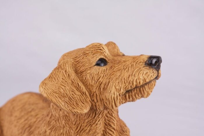 Dachshund pet dog cremation urn figurine, face