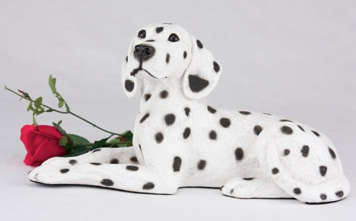 Dalmatian pet dog cremation urn figurine