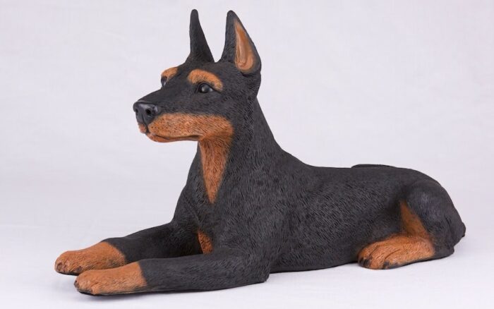 Doberman Pinscher pet dog cremation urn figurine